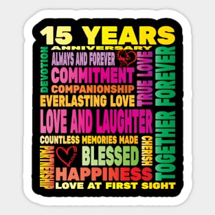 15 Years Anniversary of Love Happy Marriage Couple Lovers Sticker